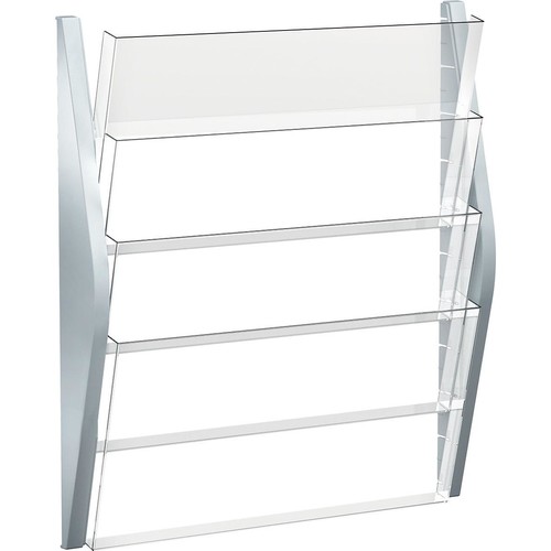 Wand-Prospekthalter A3 quer 480x80x540mm 4 Fächer silber Helit H6270400 Produktbild