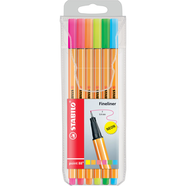 Fineliner Point 88 Etui 0,4mm Neonfarben sortiert Stabilo 88/6-1 (ETUI=6 STÜCK) Produktbild