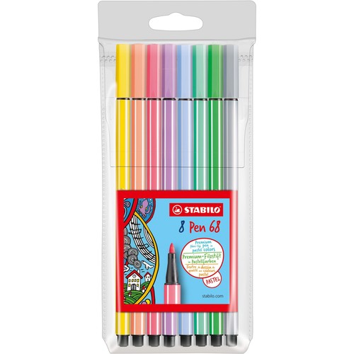 Fasermaler Pen 68 Etui 1mm Rundspitze Pastellfarben sortiert Stabilo 68/8-01 (ETUI=8 STÜCK) Produktbild