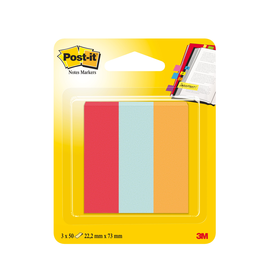 Haftstreifen Post-it Page Marker 22,2x73mm 3 Neonfarben 3M 671-PBO (PACK=3x 50 STÜCK) Produktbild