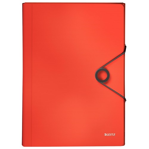 Projektmappe Solid mit Gummizug A4 mit 6 Fächern hellrot PP Leitz 4579-10-20 Produktbild