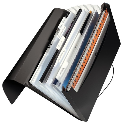 Projektmappe Solid mit Gummizug A4 mit 6 Fächern schwarz PP Leitz 4579-10-95 Produktbild Additional View 1 L