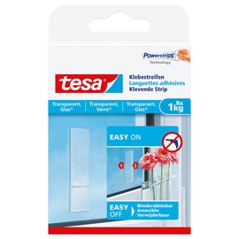 Powerstrips Klebestreifen bis 1 kg Haftkraft transparent Tesa 77733-00000-20 (PACK=8 STÜCK) Produktbild