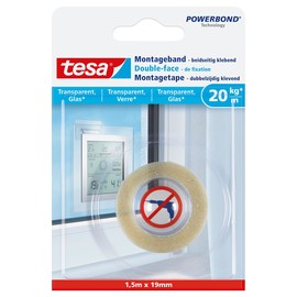 Powerbond Montageband 19mmx1,5m bis 20kg/m Haftkraft transparent Tesa 77740-00000-00 Produktbild