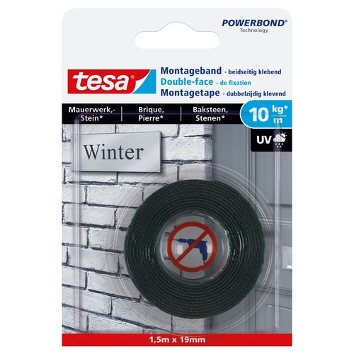 Powerbond Montageband 19mmx1,5m bis 10kg/m Haftkraft transparent Tesa 77748-00000-00 Produktbild Front View L