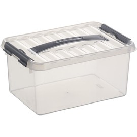 Aufbewahrungsbox mit Tragegriff und Verschluss für A5 300x200x140mm 6Liter transparent Kunststoff Helit H6160102 Produktbild