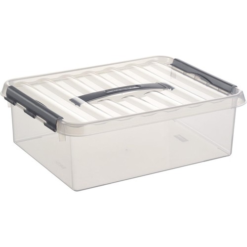 Aufbewahrungsbox mit Tragegriff und Verschluss für A4 400x300x110mm 10Liter transparent Kunststoff Helit H6160202 Produktbild Front View L