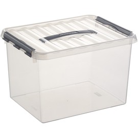 Aufbewahrungsbox mit Tragegriff und Verschluss für A4 400x300x260mm 22Liter transparent Kunststoff Helit H6160402 Produktbild