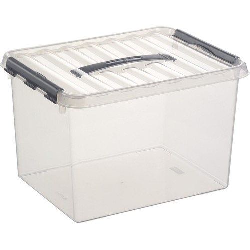 Aufbewahrungsbox mit Tragegriff und Verschluss für A4 400x300x260mm 22Liter transparent Kunststoff Helit H6160402 Produktbild Front View L