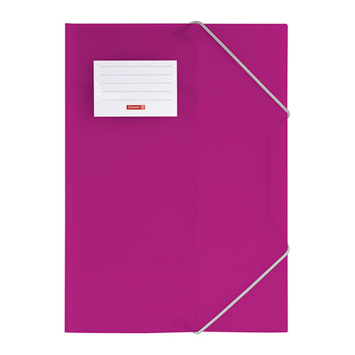 Eckspanner mit 3 Klappen A4 pink transluzent PP Brunnen 10-4160426 Produktbild Front View L