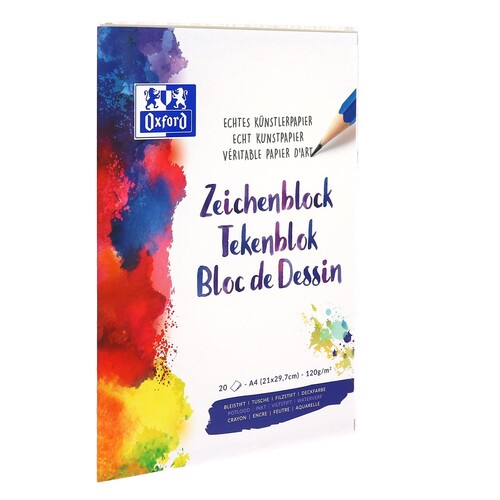 Zeichenblock Oxford A4 20Blatt 120g 100050321 Produktbild Front View L