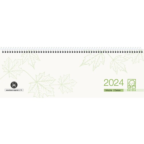 Querkalender 2024 30x10cm 1Woche/2Seiten grau/grün recycling Spiralbindung Zettler 116-0700 Produktbild
