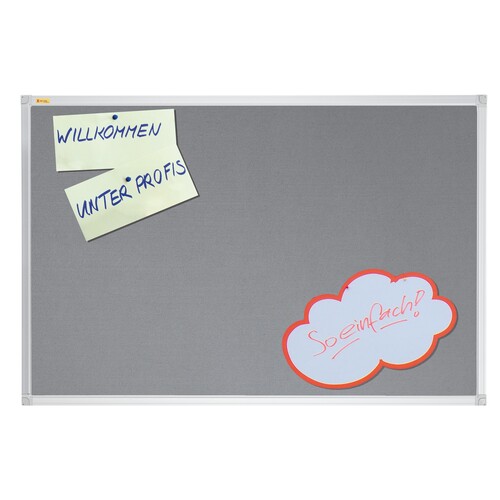 Textil-Pinnwand X-tra line mit Aluminiumrahmen 60x90cm grau Franken PT330212 Produktbild Front View L