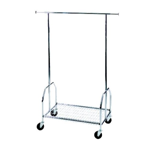 Garderobe Mobil Fahrbar mit Gitterablage 90/54/130-170cm x ø 25cm verchromt Alco 2830 Produktbild Front View L