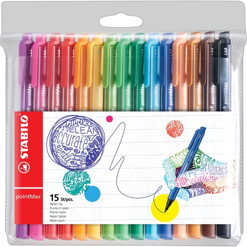 Fasermaler PointMax 0,8mm sortiert Kunststoffetui Stabilo 488/15-01 (ETUI=15 STÜCK) Produktbild Additional View 1 L