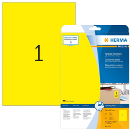 Etiketten Inkjet+Laser+Kopier 210x297mm auf A4 Bögen gelb ablösbar Herma 4421 (PACK=20 STÜCK) Produktbild