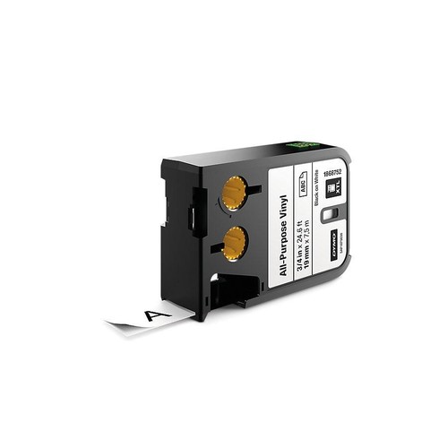 Schriftband XTL 19mm/7m schwarz auf weiß Vinyl Dymo 1868752 (ST=7 METER) Produktbild Front View L