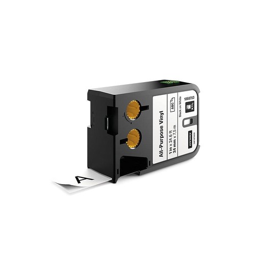 Schriftband XTL 24mm/7m schwarz auf weiß Vinyl Dymo 1868753 (ST=7 METER) Produktbild Front View L