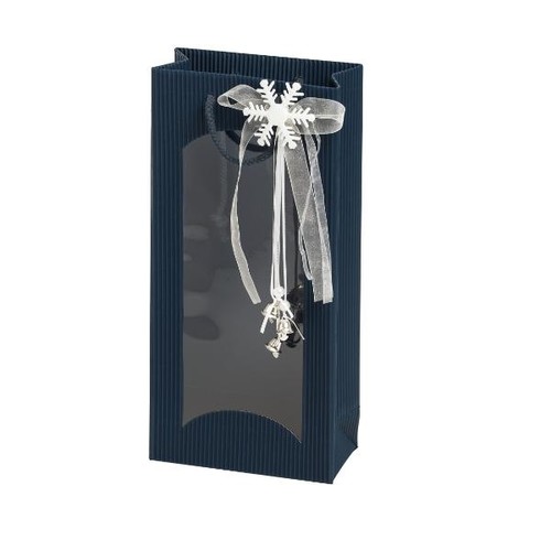 Tragetasche blau Für 2 Flaschen mit Fenster Famulus 660202 Produktbild Additional View 1 L
