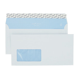 Briefumschlag haftklebend weiß 80g/m2 DIN lang+ 114x229mm / mit Fenster / mit blauem Innendruck (PACK=500 STÜCK) Produktbild