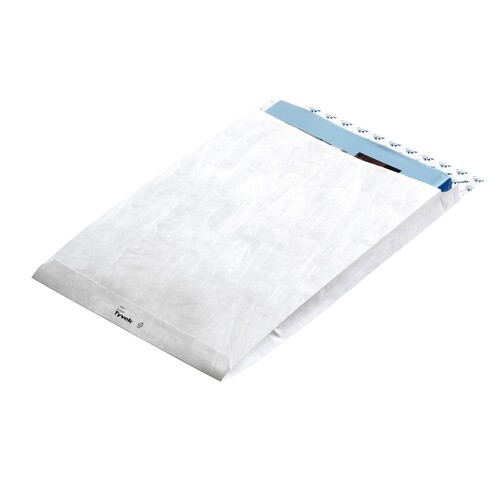 Faltentasche TYVEK mit Fenster C4 229x324x20mm mit Haftklebung 54g weiß mit Spitzboden (PACK=100 STÜCK) Produktbild Additional View 1 L