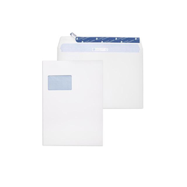 Versandtasche CYGNUS mit Fenster C4 mit Haftklebung 120g FSC weiß mit blauem Innendruck Öffnung an der langen Seite (PACK=250 STÜCK) Produktbild
