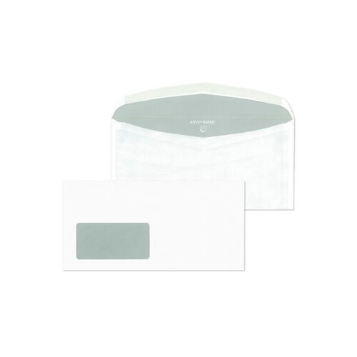 Kuvertierhülle mit Fenster DIN lang+ 114x229mm innenliegende Seitenklappe 80g weiß Offset (PACK=1000 STÜCK) Produktbild Front View L