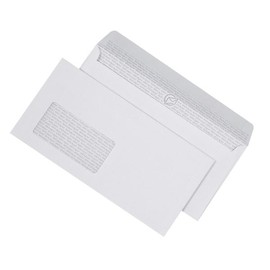 Briefumschlag mit Fenster DIN lang 110x220mm Laserbedruckbar mit Haftklebung 100g weiß FSC (PACK=250 STÜCK) Produktbild