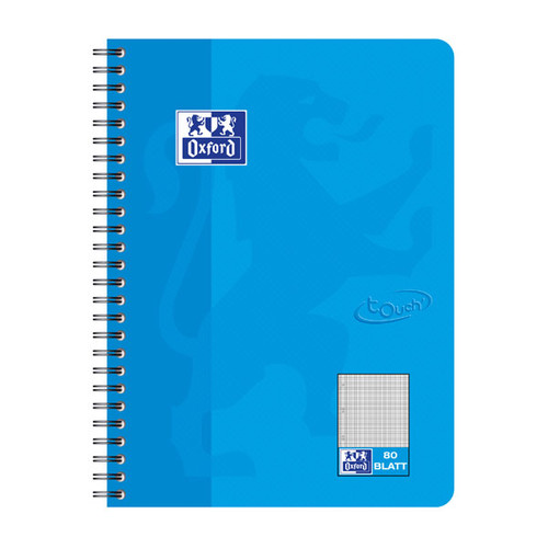 Collegeblock Oxford Touch B5 kariert 80Blatt 90g Optik Paper weiß meerblau 400086488 Produktbild Front View L