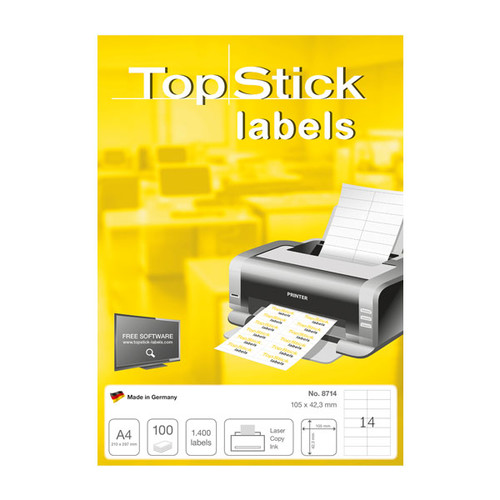 Etiketten Inkjet+Laser+Kopier 105x42,3mm auf A4 Bögen weiß BestStandard (PACK=1400 STÜCK) Produktbild Additional View 1 L