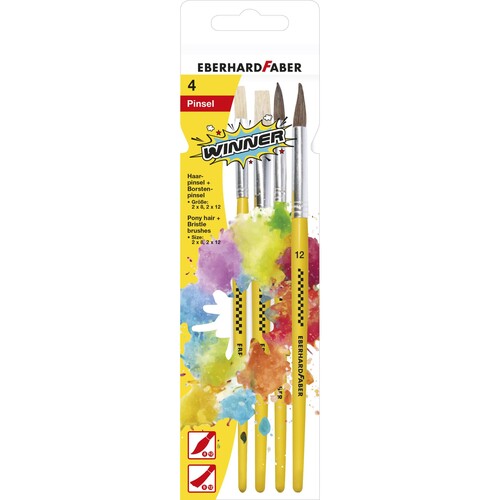 Schulmal-Haar+Borstenpinsel Set HOBBY und SCHULE 4 Größen Eberhard Faber 579924 (PACK=4 STÜCK) Produktbild Front View L
