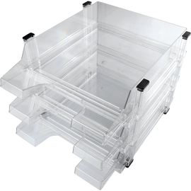 Briefkorb-3er Set für A4 brilliant glasklar Kunststoff Helit H6101302 (SET=3 STÜCK) Produktbild