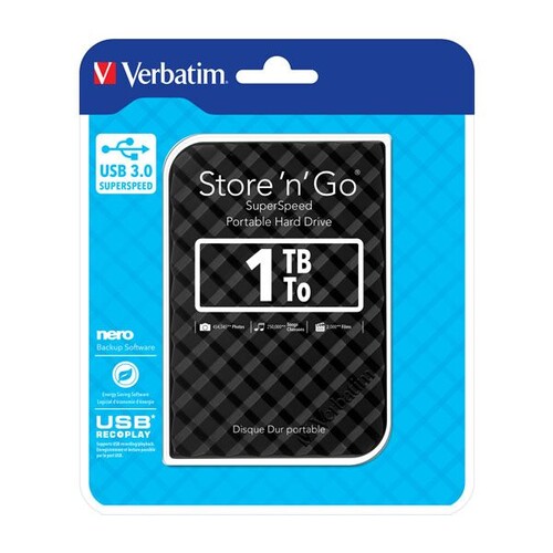 Festplatte 6,35cm (2,5 Zoll) USB 3.0 1TB 2. Generation inklusive Software NERO Back IT Up Retail-Blister 3D-Optik Produktbild Front View L