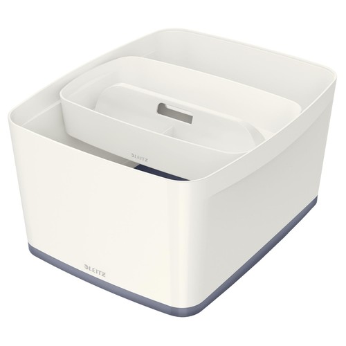 Aufbewahrungsbox MyBox mit Deckel für A4 318x198x385mm 18Liter weiß/grau Kunststoff Leitz 5216-10-01 Produktbild Additional View 6 L