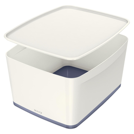 Aufbewahrungsbox MyBox mit Deckel für A4 318x198x385mm 18Liter weiß/grau Kunststoff Leitz 5216-10-01 Produktbild