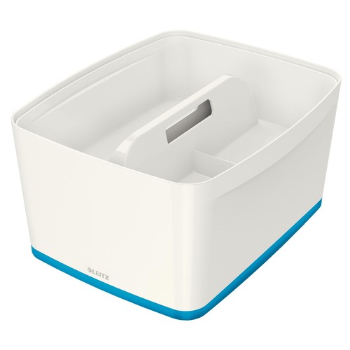 Aufbewahrungsbox MyBox mit Deckel für A4 318x198x385mm 18Liter weiß/blau Kunststoff Leitz 5216-10-36 Produktbild Additional View 1 L