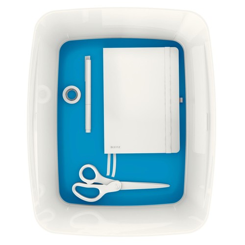 Aufbewahrungsbox MyBox mit Deckel für A4 318x198x385mm 18Liter weiß/blau Kunststoff Leitz 5216-10-36 Produktbild Additional View 3 L