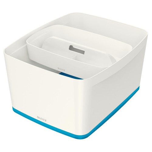 Aufbewahrungsbox MyBox mit Deckel für A4 318x198x385mm 18Liter weiß/blau Kunststoff Leitz 5216-10-36 Produktbild Additional View 6 L