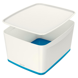 Aufbewahrungsbox MyBox mit Deckel für A4 318x198x385mm 18Liter weiß/blau Kunststoff Leitz 5216-10-36 Produktbild