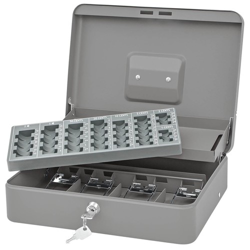 Geldkassette Standard Plus Zählbrett für 137,60 und Schacht 300x240x90mm mit Klammer grau Metall Wedo 149858012 Produktbild Additional View 2 L