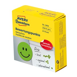 Bewertungspunkte Motiv Gesicht 19mm ø grün Zweckform 3858 (PACK=250 STÜCK) Produktbild