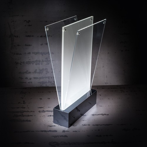 Tischaufsteller gerade für beidseitige Präsentation A5 glasklar Acryl LED-Licht schwarzer Sockel Sigel TA422 Produktbild Additional View 7 L