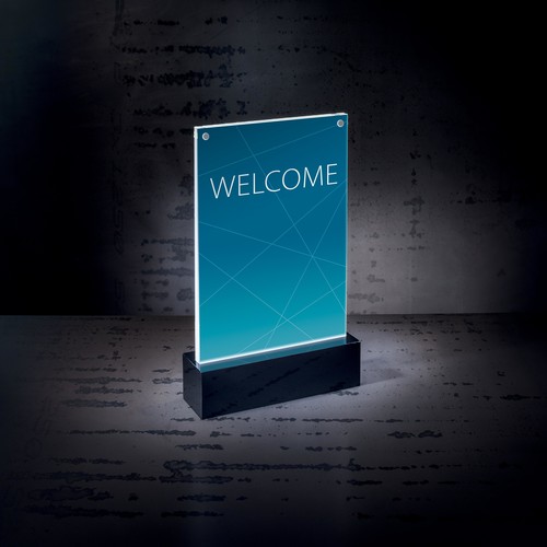 Tischaufsteller gerade für beidseitige Präsentation A5 glasklar Acryl LED-Licht schwarzer Sockel Sigel TA422 Produktbild Additional View 8 L