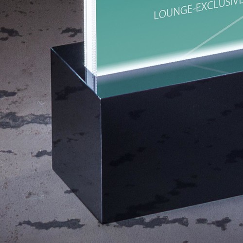 Tischaufsteller gerade für beidseitige Präsentation A6 glasklar Acryl LED-Licht schwarzer Sockel Sigel TA423 Produktbild Additional View 2 L