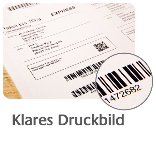 Versand-Etiketten Laser+Kopier 99,1x143,5mm auf A4 Bögen weiß Zweckform 8017-300 (PACK=1200 STÜCK) Produktbild Additional View 5 L