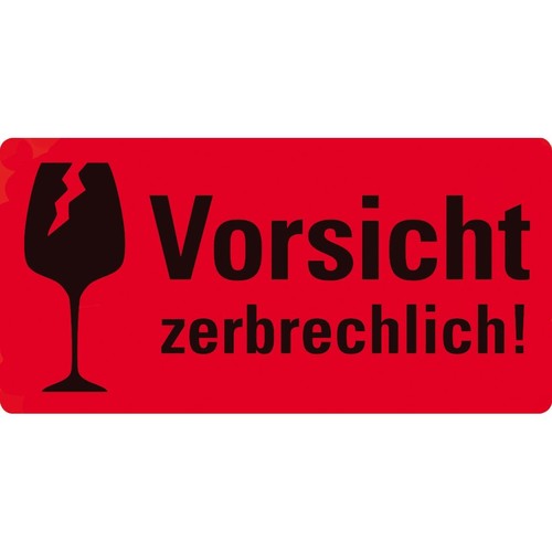 Warnetiketten VORSICHT ZERBRECHLICH! 100x50mm neon-rot Zweckform 7211