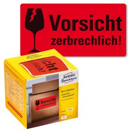 Warnetiketten VORSICHT ZERBRECHLICH! 100x50mm neon-rot Zweckform 7211 (PACK=200 STÜCK) Produktbild