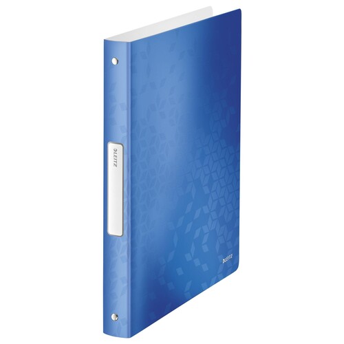 Ringbuch WOW A4 4Ringe Ringe-Ø25mm bis190Blatt blau metallic PP Leitz 4258-00-36 Produktbild Front View L