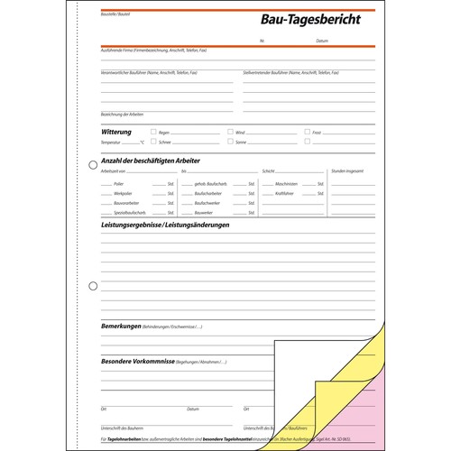 Bautagebuch A4 3x40Blatt selbstdurchschreibend Sigel SD063 Produktbild Additional View 2 L