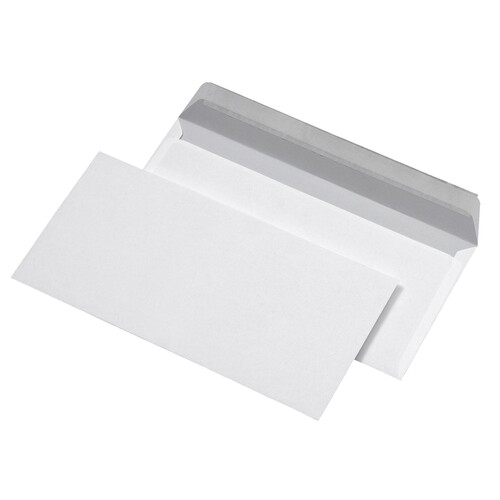 Briefumschlag ohne Fenster Kompakt 125x235mm mit Haftklebung 80g weiß (PACK=1000 STÜCK) Produktbild Front View L